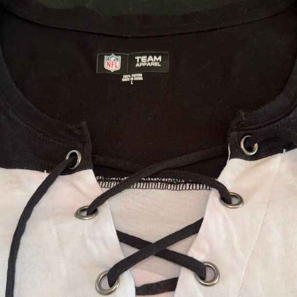 NFL Women's White and Black Lace-Up Tee - Picture 2 of 9